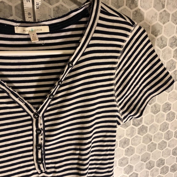 Pure Good/Anthropologie Striped V Neck - Picture 3 of 8